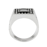 Alamode High polished (no plating) Stainless Steel Ring with AAA Grade CZ in Jet - Alamode