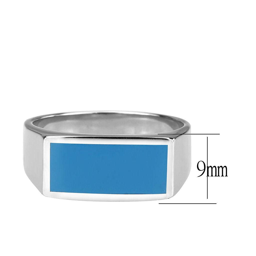 Alamode High polished (no plating) Stainless Steel Ring with Epoxy in SeaBlue - Flyclothing LLC
