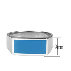 Alamode High polished (no plating) Stainless Steel Ring with Epoxy in SeaBlue - Flyclothing LLC