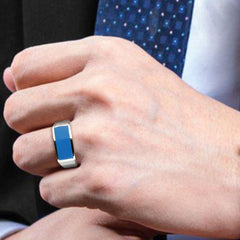 Alamode High polished (no plating) Stainless Steel Ring with Epoxy in SeaBlue - Alamode