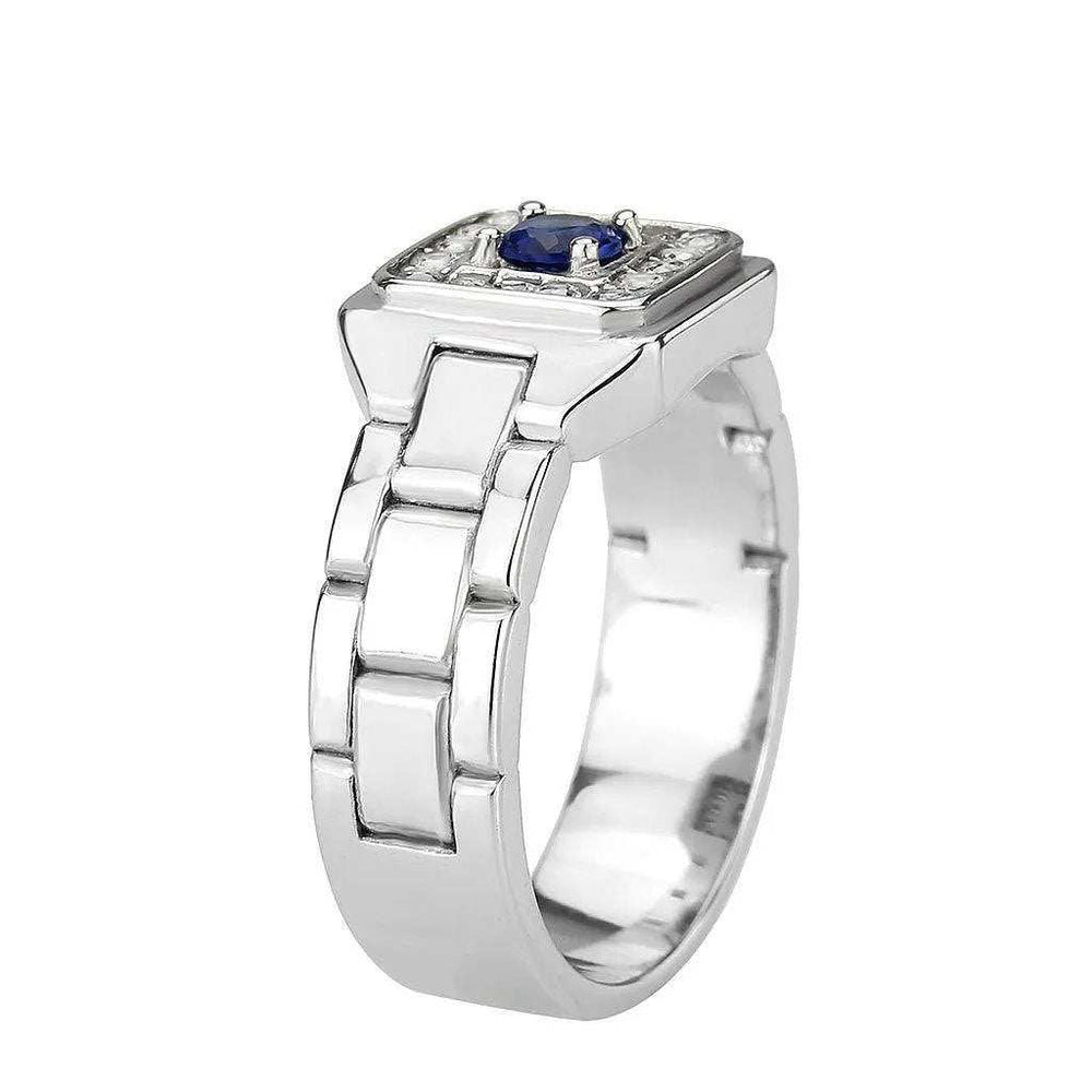 Alamode High polished (no plating) Stainless Steel Ring with Synthetic in Montana - Alamode - Flyclothing LLC