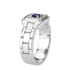 Alamode High polished (no plating) Stainless Steel Ring with Synthetic in Montana - Flyclothing LLC
