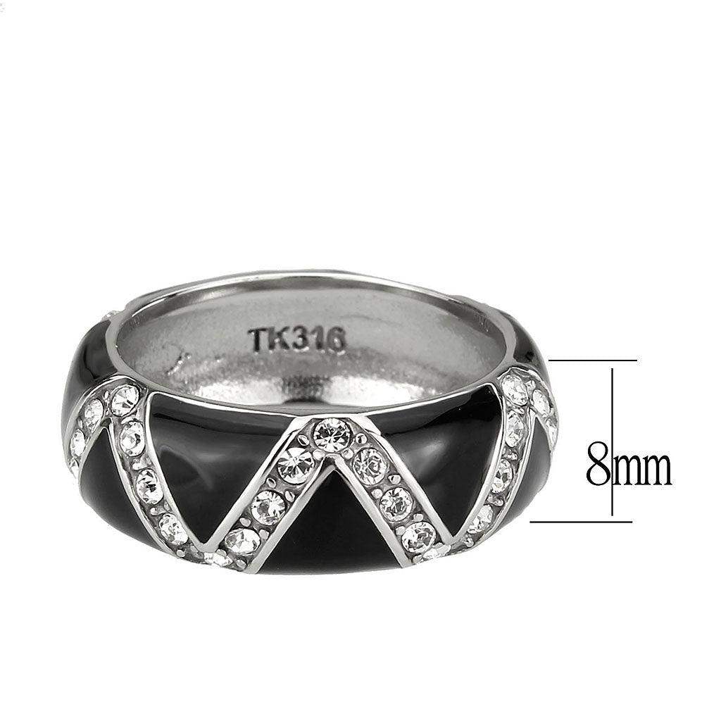 Alamode High polished (no plating) Stainless Steel Ring with Top Grade Crystal in Clear - Alamode - Flyclothing LLC