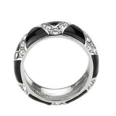 Alamode High polished (no plating) Stainless Steel Ring with Top Grade Crystal in Clear - Alamode