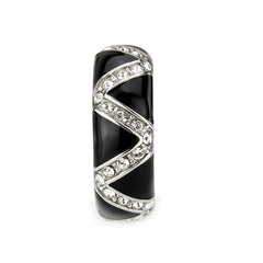 Alamode High polished (no plating) Stainless Steel Ring with Top Grade Crystal in Clear - Alamode