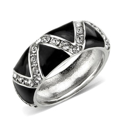 Alamode High polished (no plating) Stainless Steel Ring with Top Grade Crystal in Clear - Flyclothing LLC