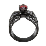 Alamode IP Black (Ion Plating) Stainless Steel Ring with AAA Grade CZ in Garnet - Alamode - Flyclothing LLC