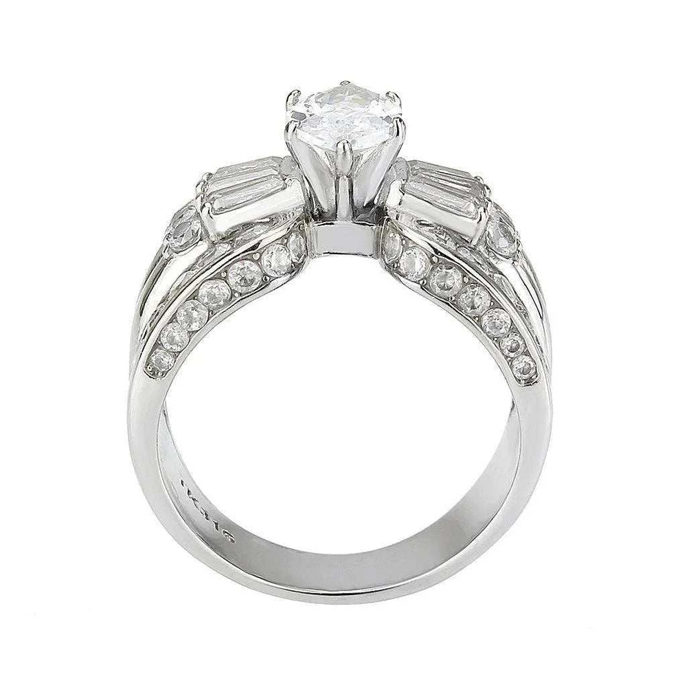Alamode High polished (no plating) Stainless Steel Ring with AAA Grade CZ in Clear - Alamode - Flyclothing LLC