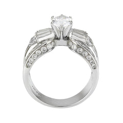 Alamode High polished (no plating) Stainless Steel Ring with AAA Grade CZ in Clear - Flyclothing LLC