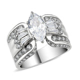 Alamode High polished (no plating) Stainless Steel Ring with AAA Grade CZ in Clear - Alamode