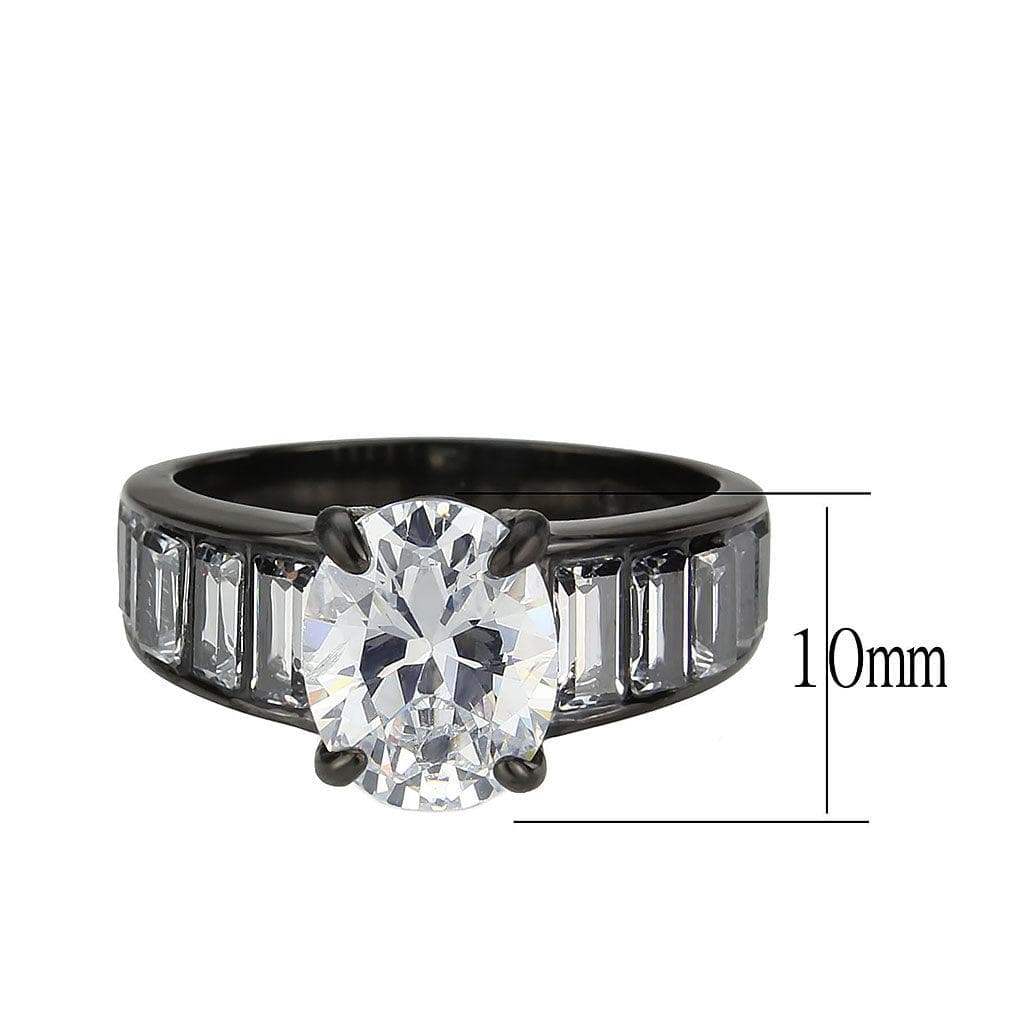 Alamode IP Black (Ion Plating) Stainless Steel Ring with AAA Grade CZ in Clear - Alamode - Flyclothing LLC