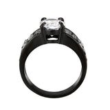 Alamode IP Black (Ion Plating) Stainless Steel Ring with AAA Grade CZ in Clear - Alamode