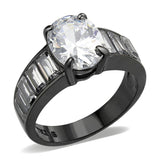 Alamode IP Black (Ion Plating) Stainless Steel Ring with AAA Grade CZ in Clear - Alamode