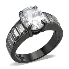 Alamode IP Black (Ion Plating) Stainless Steel Ring with AAA Grade CZ in Clear - Flyclothing LLC