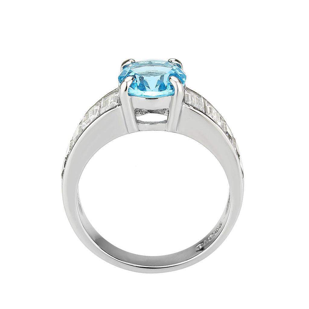 Alamode High polished (no plating) Stainless Steel Ring with Synthetic in SeaBlue - Alamode - Flyclothing LLC