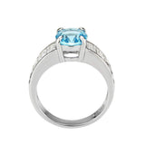Alamode High polished (no plating) Stainless Steel Ring with Synthetic in SeaBlue - Alamode - Flyclothing LLC