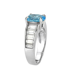 Alamode High polished (no plating) Stainless Steel Ring with Synthetic in SeaBlue - Alamode