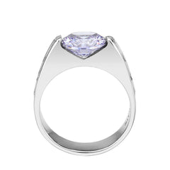 Alamode High polished (no plating) Stainless Steel Ring with AAA Grade CZ in LightAmethyst - Flyclothing LLC