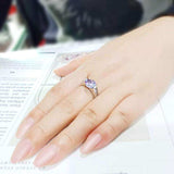 Alamode High polished (no plating) Stainless Steel Ring with AAA Grade CZ in LightAmethyst - Alamode - Flyclothing LLC