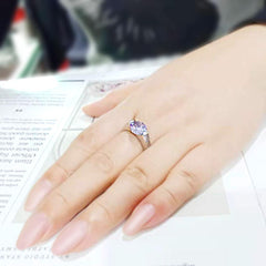 Alamode High polished (no plating) Stainless Steel Ring with AAA Grade CZ in LightAmethyst - Alamode