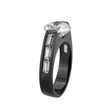 Alamode IP Black (Ion Plating) Stainless Steel Ring with AAA Grade CZ in Clear - Alamode