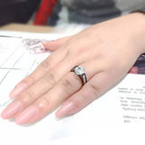 Alamode IP Black (Ion Plating) Stainless Steel Ring with AAA Grade CZ in Clear - Alamode - Flyclothing LLC