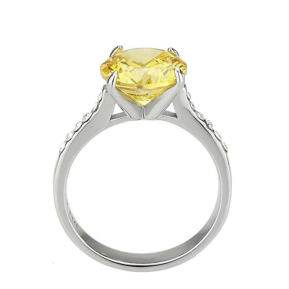 Alamode High polished (no plating) Stainless Steel Ring with AAA Grade CZ in Topaz - Alamode - Flyclothing LLC