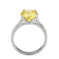 Alamode High polished (no plating) Stainless Steel Ring with AAA Grade CZ in Topaz - Alamode