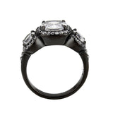 Alamode IP Black (Ion Plating) Stainless Steel Ring with AAA Grade CZ in Clear - Alamode