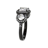 Alamode IP Black (Ion Plating) Stainless Steel Ring with AAA Grade CZ in Clear - Alamode
