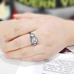 Alamode IP Black (Ion Plating) Stainless Steel Ring with AAA Grade CZ in Clear - Alamode