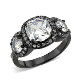 Alamode IP Black (Ion Plating) Stainless Steel Ring with AAA Grade CZ in Clear - Alamode