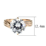 Alamode IP Rose Gold(Ion Plating) Stainless Steel Ring with AAA Grade CZ in Clear - Alamode - Flyclothing LLC