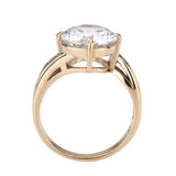 Alamode IP Rose Gold(Ion Plating) Stainless Steel Ring with AAA Grade CZ in Clear - Alamode - Flyclothing LLC