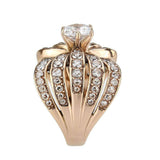 Alamode IP Rose Gold(Ion Plating) Stainless Steel Ring with AAA Grade CZ in Clear - Alamode - Flyclothing LLC