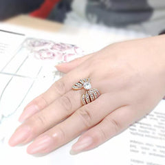 Alamode IP Rose Gold(Ion Plating) Stainless Steel Ring with AAA Grade CZ in Clear - Alamode