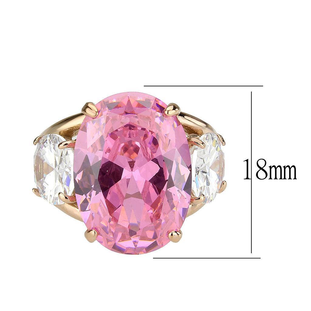 Alamode IP Rose Gold(Ion Plating) Stainless Steel Ring with AAA Grade CZ in Rose - Flyclothing LLC