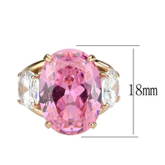 Alamode IP Rose Gold(Ion Plating) Stainless Steel Ring with AAA Grade CZ in Rose - Flyclothing LLC