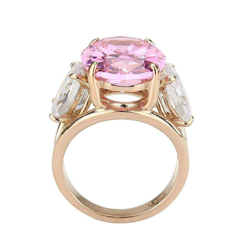 Alamode IP Rose Gold(Ion Plating) Stainless Steel Ring with AAA Grade CZ in Rose - Alamode - Flyclothing LLC