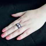 Alamode IP Black (Ion Plating) Stainless Steel Ring with AAA Grade CZ in Rose - Alamode - Flyclothing LLC