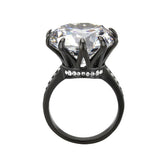 Alamode IP Black (Ion Plating) Stainless Steel Ring with AAA Grade CZ in Clear - Alamode