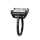 Alamode IP Black (Ion Plating) Stainless Steel Ring with AAA Grade CZ in Clear - Alamode