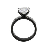 Alamode IP Black (Ion Plating) Stainless Steel Ring with AAA Grade CZ in Clear - Alamode