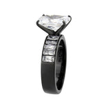 Alamode IP Black (Ion Plating) Stainless Steel Ring with AAA Grade CZ in Clear - Alamode