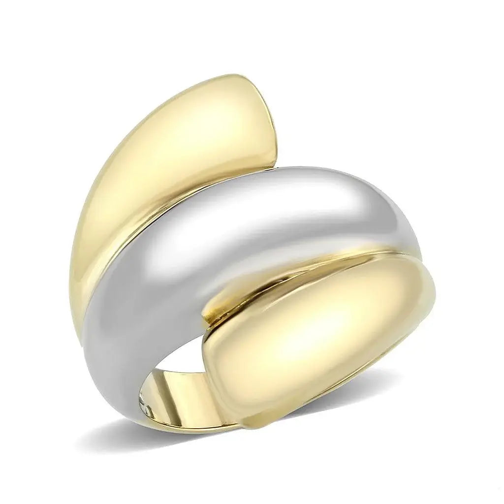 Alamode Two Tone IP Gold (Ion Plating) Stainless Steel Ring with NoStone in No Stone - Alamode - Flyclothing LLC
