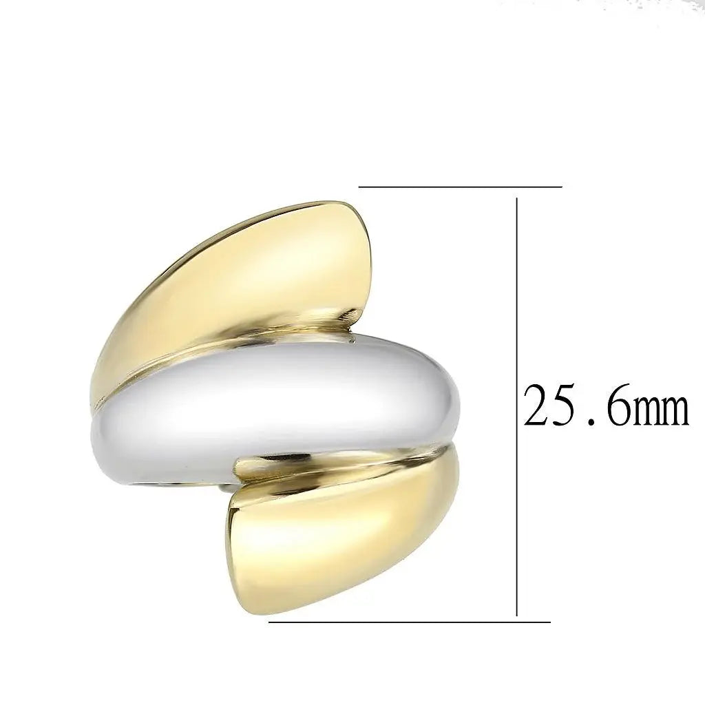 Alamode Two Tone IP Gold (Ion Plating) Stainless Steel Ring with NoStone in No Stone - Alamode - Flyclothing LLC