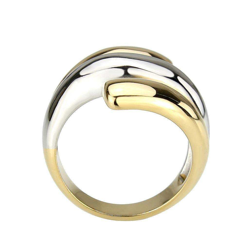 Alamode Two Tone IP Gold (Ion Plating) Stainless Steel Ring with NoStone in No Stone - Alamode - Flyclothing LLC