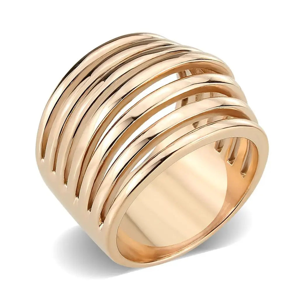 Alamode IP Rose Gold(Ion Plating) Stainless Steel Ring with NoStone in No Stone - Alamode - Flyclothing LLC