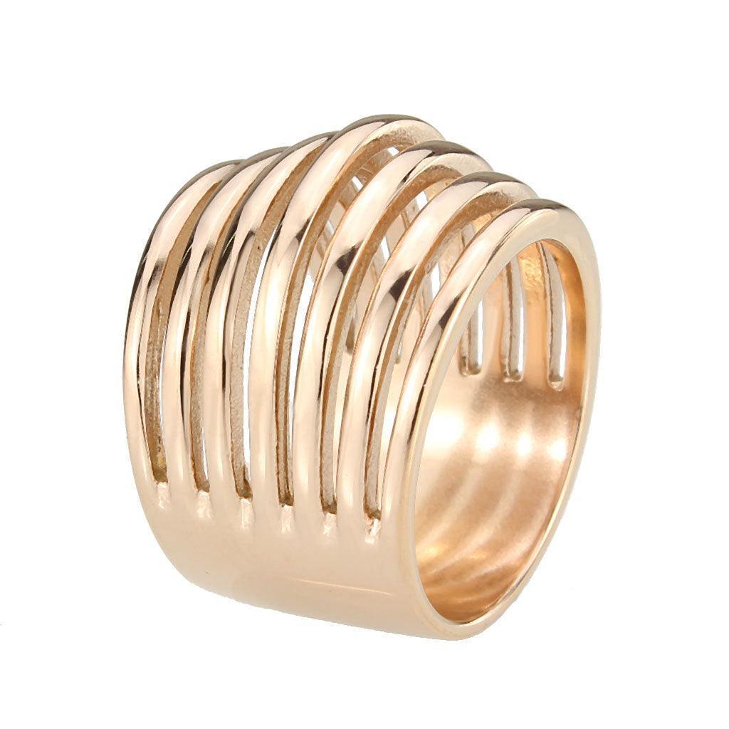 Alamode IP Rose Gold(Ion Plating) Stainless Steel Ring with NoStone in No Stone - Flyclothing LLC