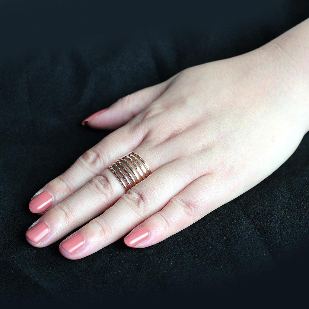 Alamode IP Rose Gold(Ion Plating) Stainless Steel Ring with NoStone in No Stone - Flyclothing LLC